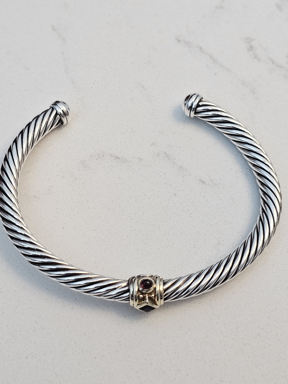 David Yurman Cable Rena Cuff Bracelet- Amethyst  Garnet